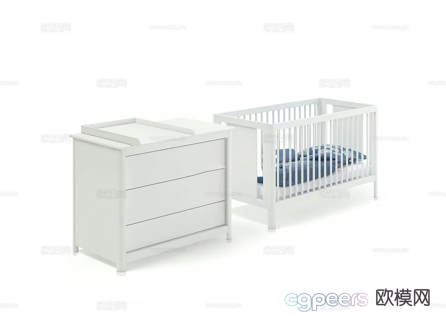 crib children’s bed baby bed 3d model