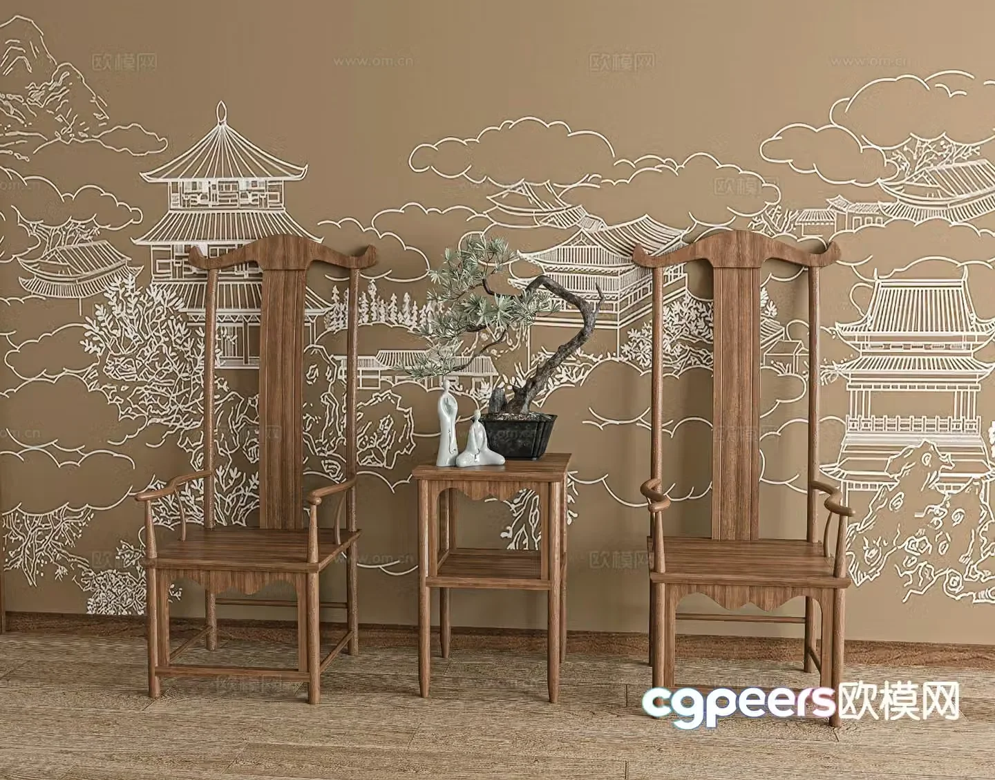Chinese style chair official hat chair Taishi chair single chair 3D model
