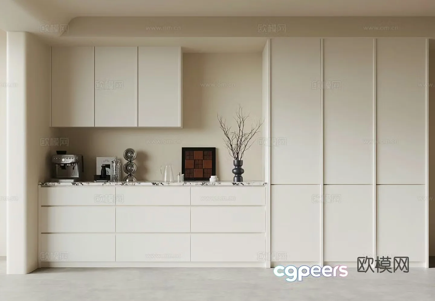 Cream style sideboard 3d model