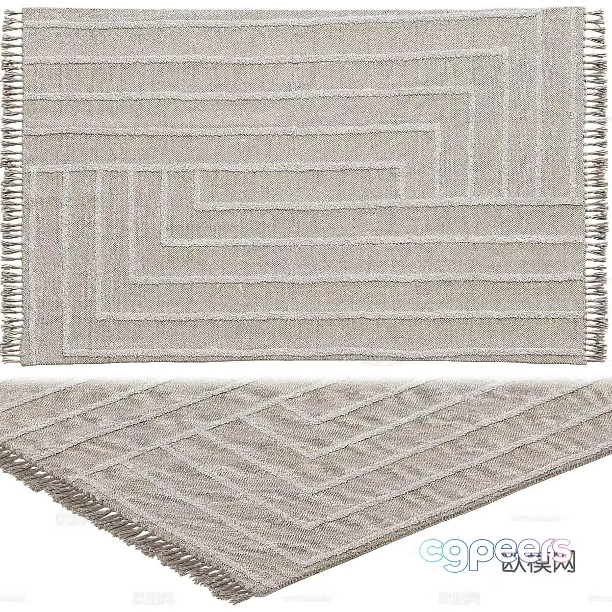 New Chinese Leonie Geo Hilo Tufted Carpet 3D Model
