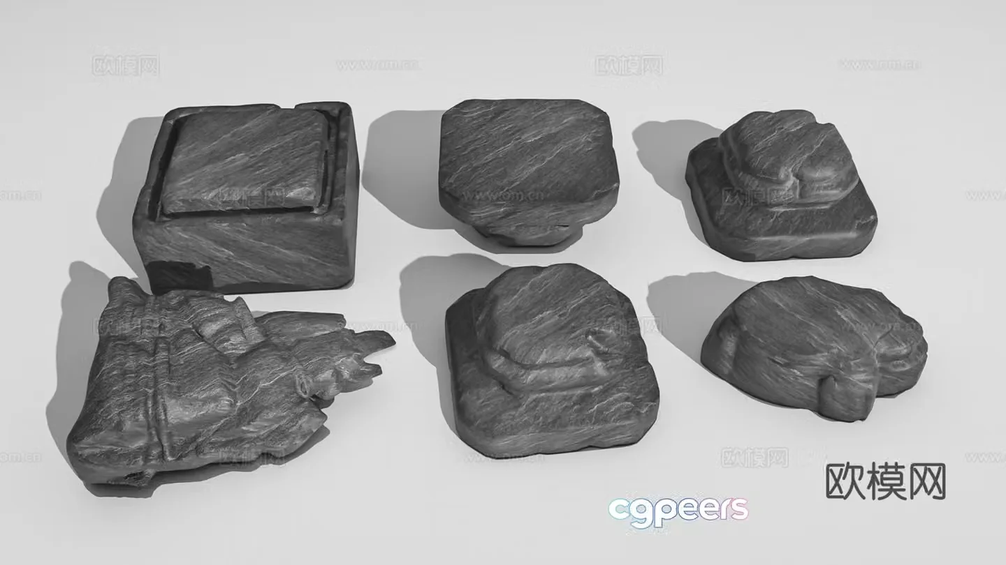 Stone sculpture base decoration device blind box figure 3d model