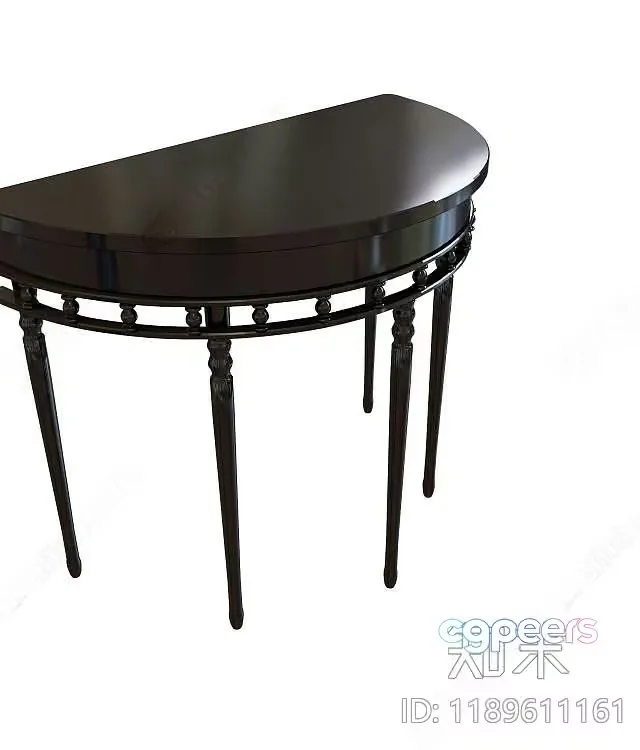 A Dark Brown Table With Six Legs 3D Model – 12019 – CORONA Render