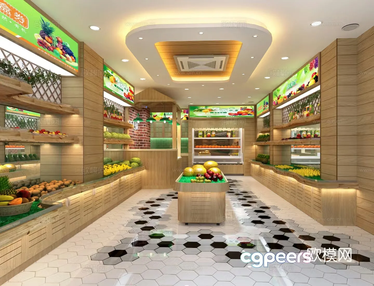Modern fruit shop vegetable shop 3d model