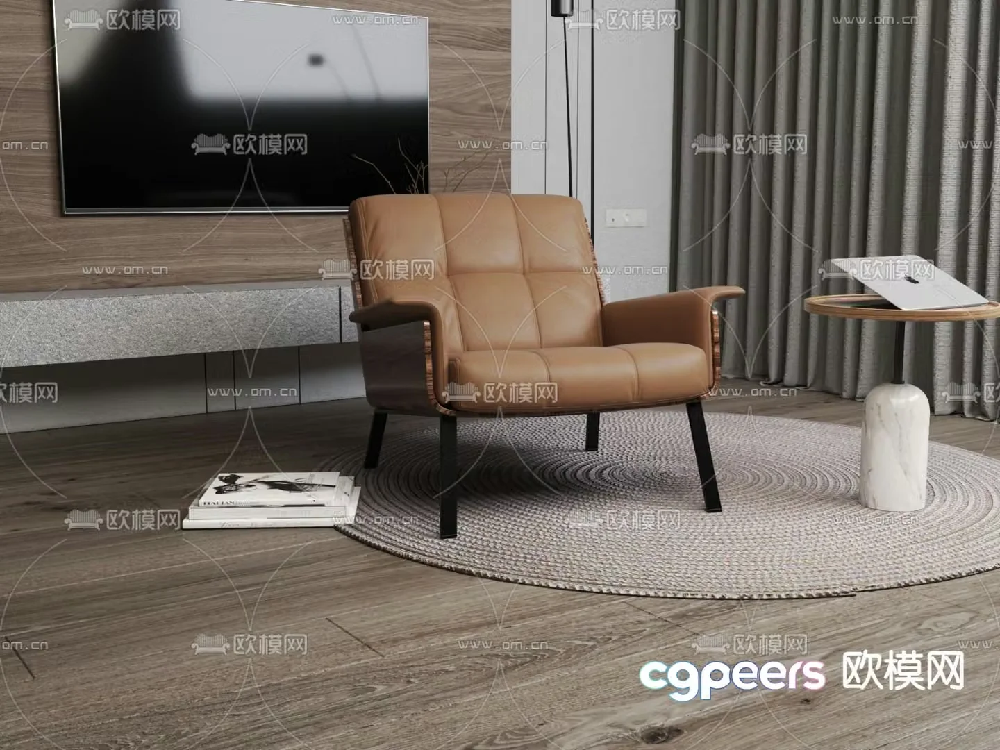 Leather sofa chair leisure chair 3d model