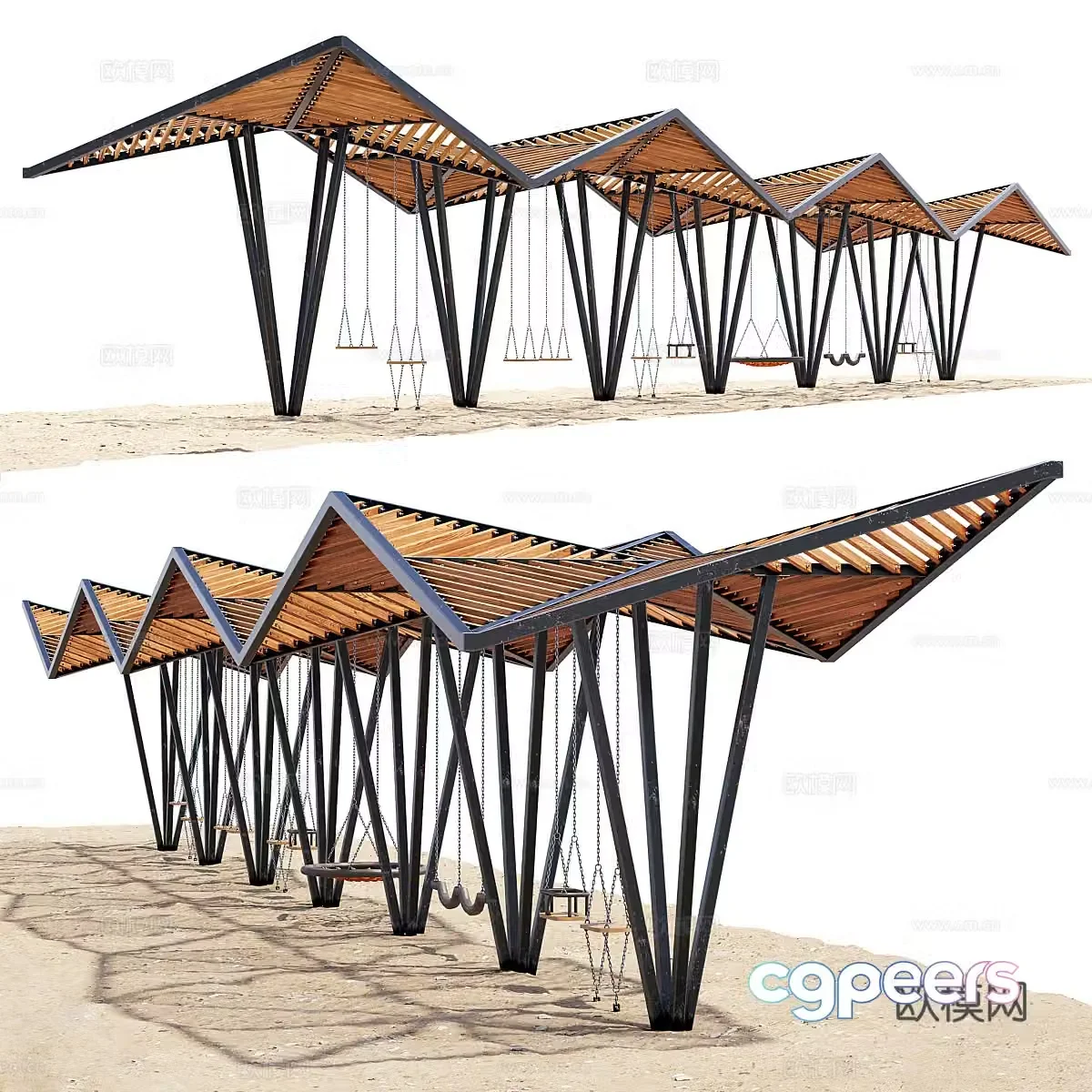 Modern Italian park pavilion park swing 3d model