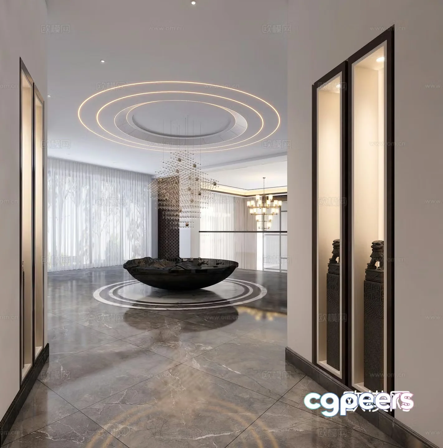 Aisle entrance villa entrance entrance entrance end view artistic conception landscape 3D model