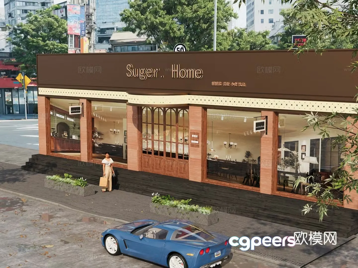 French Western Restaurant Portal Head Western Restaurant Appearance Western Restaurant Facade French Western Restaurant Cafe 3D Model