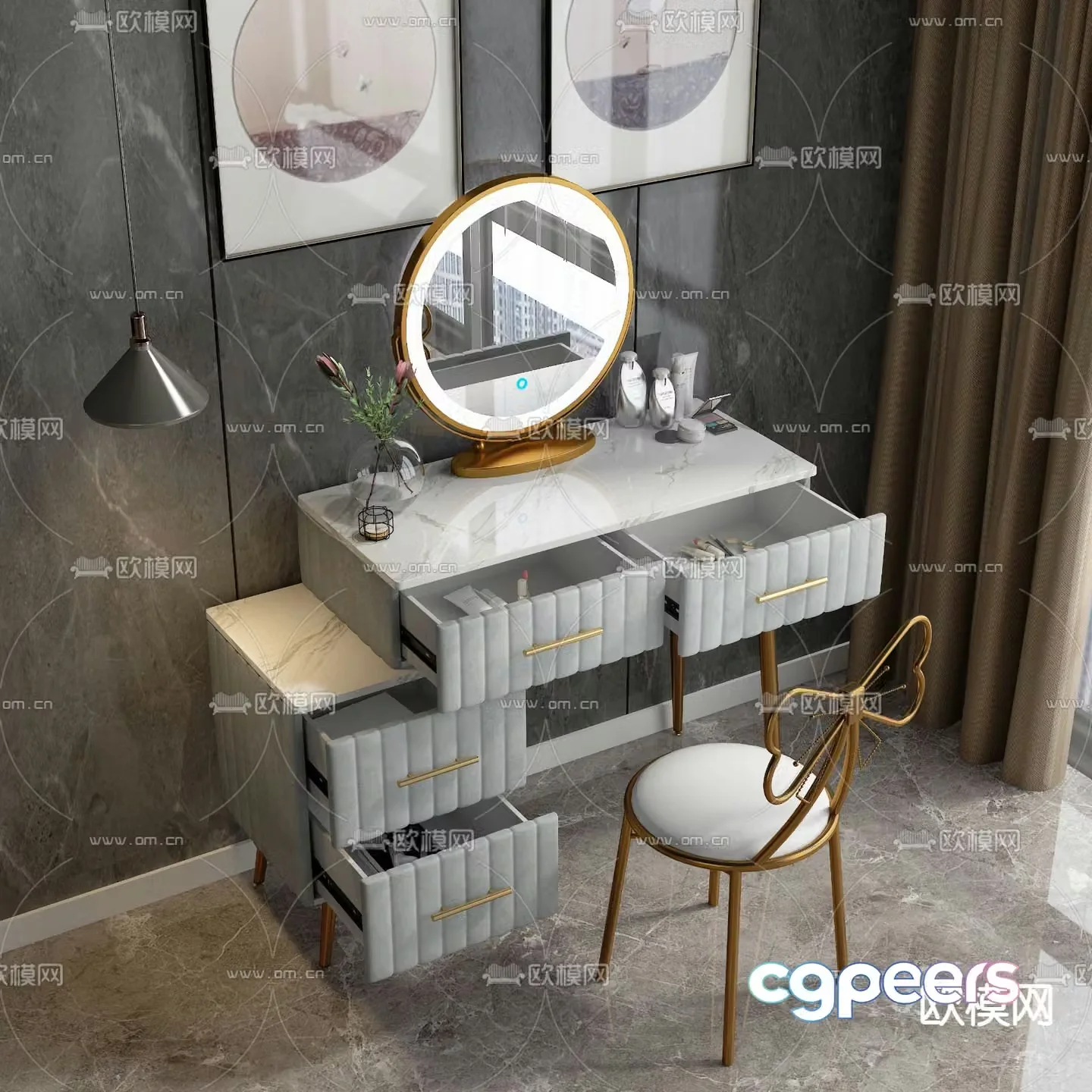 Light luxury dressing table 3D model