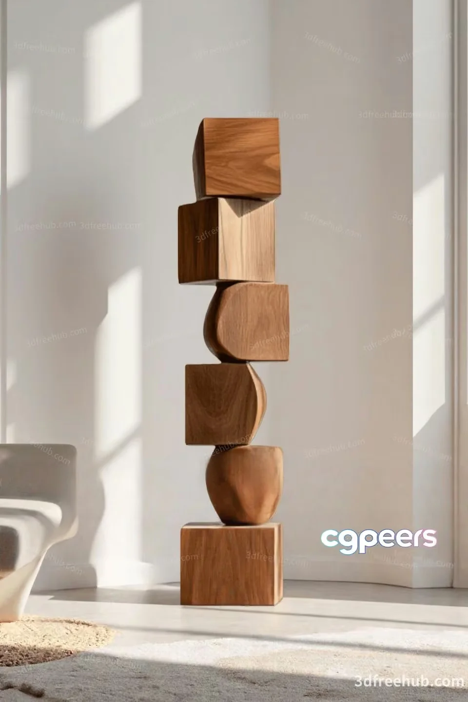 Modern Wooden Sculpture 3D Model – 21089 – VRAY Render