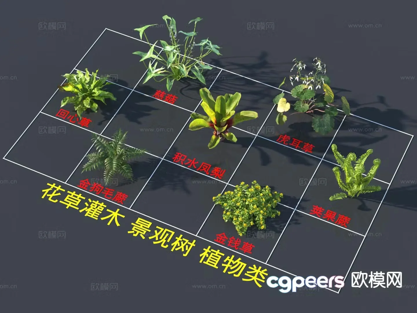 Flowers plants shrubs landscape trees plants 3D model