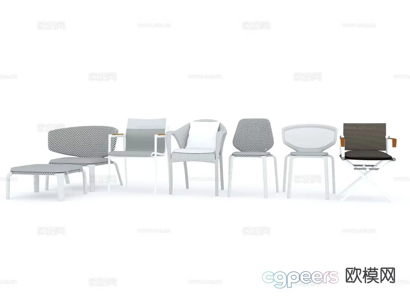 Modern chair leisure chair director chair rattan chair 3d model
