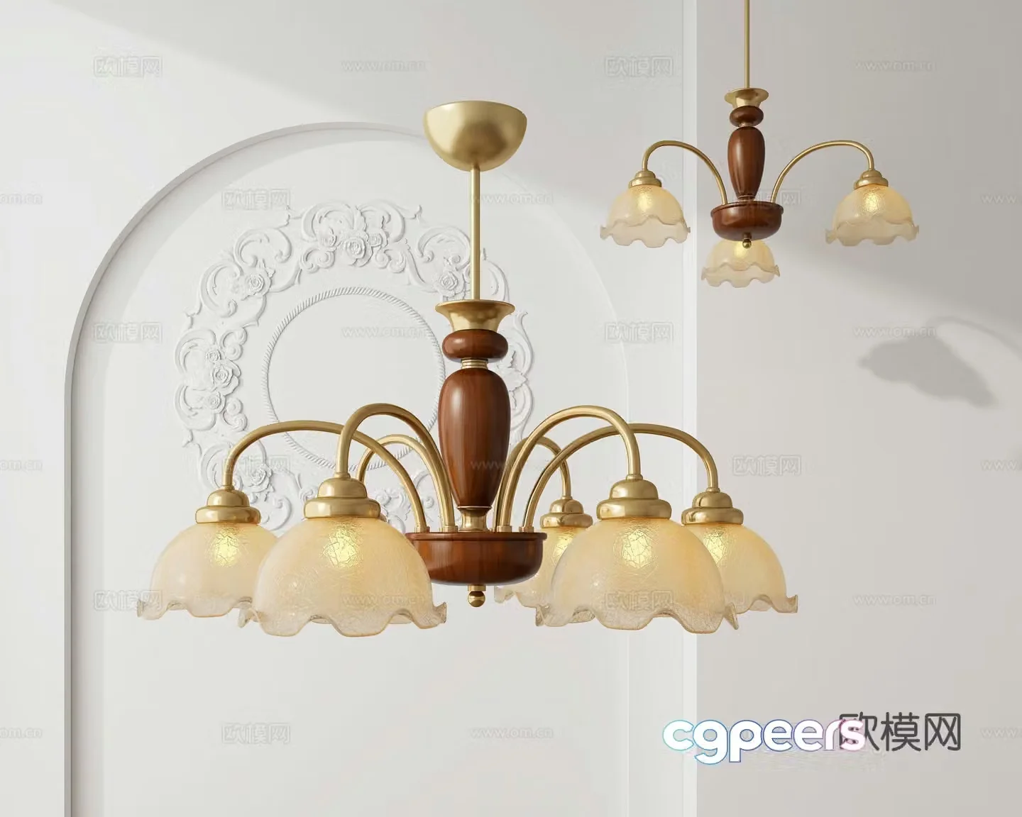 American multi-head chandelier 3d model