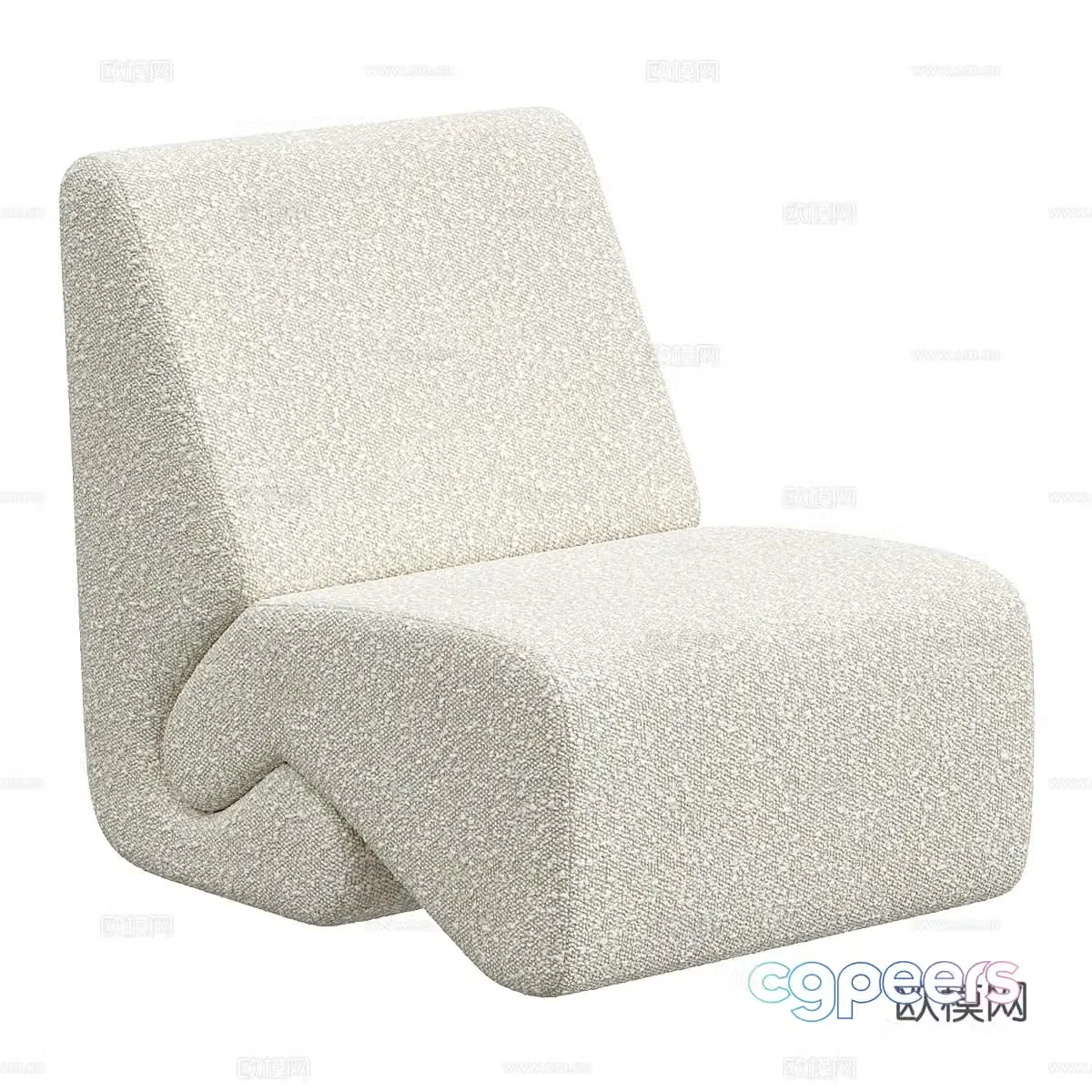 Modern cream style fabric sofa chair 3d model