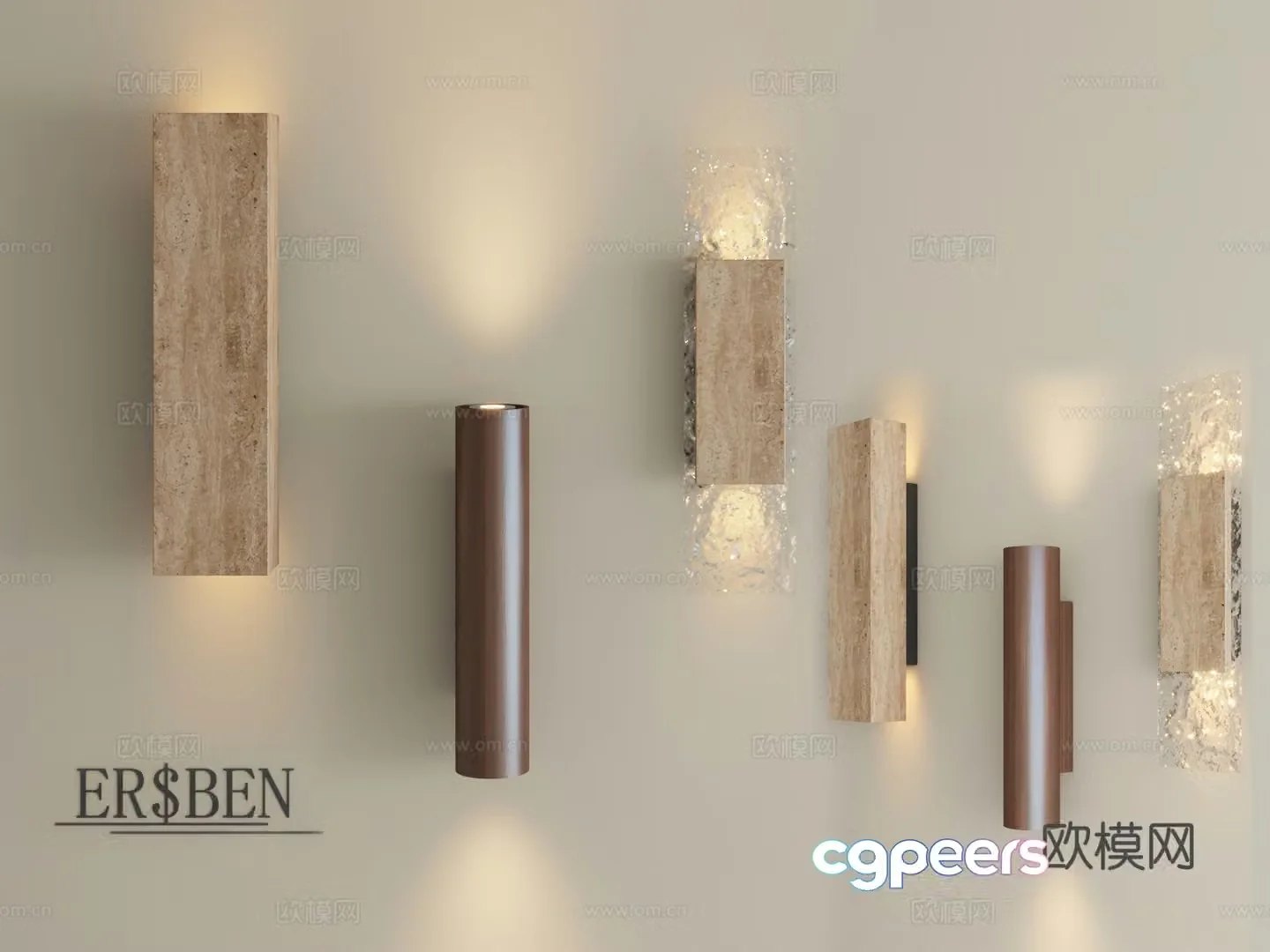 Wasabi Fenghuangdong stone wall lamp B&B Villa Living Room Background Wall Washing Light Designer Creative Staircase Long Strip Light 3D Model