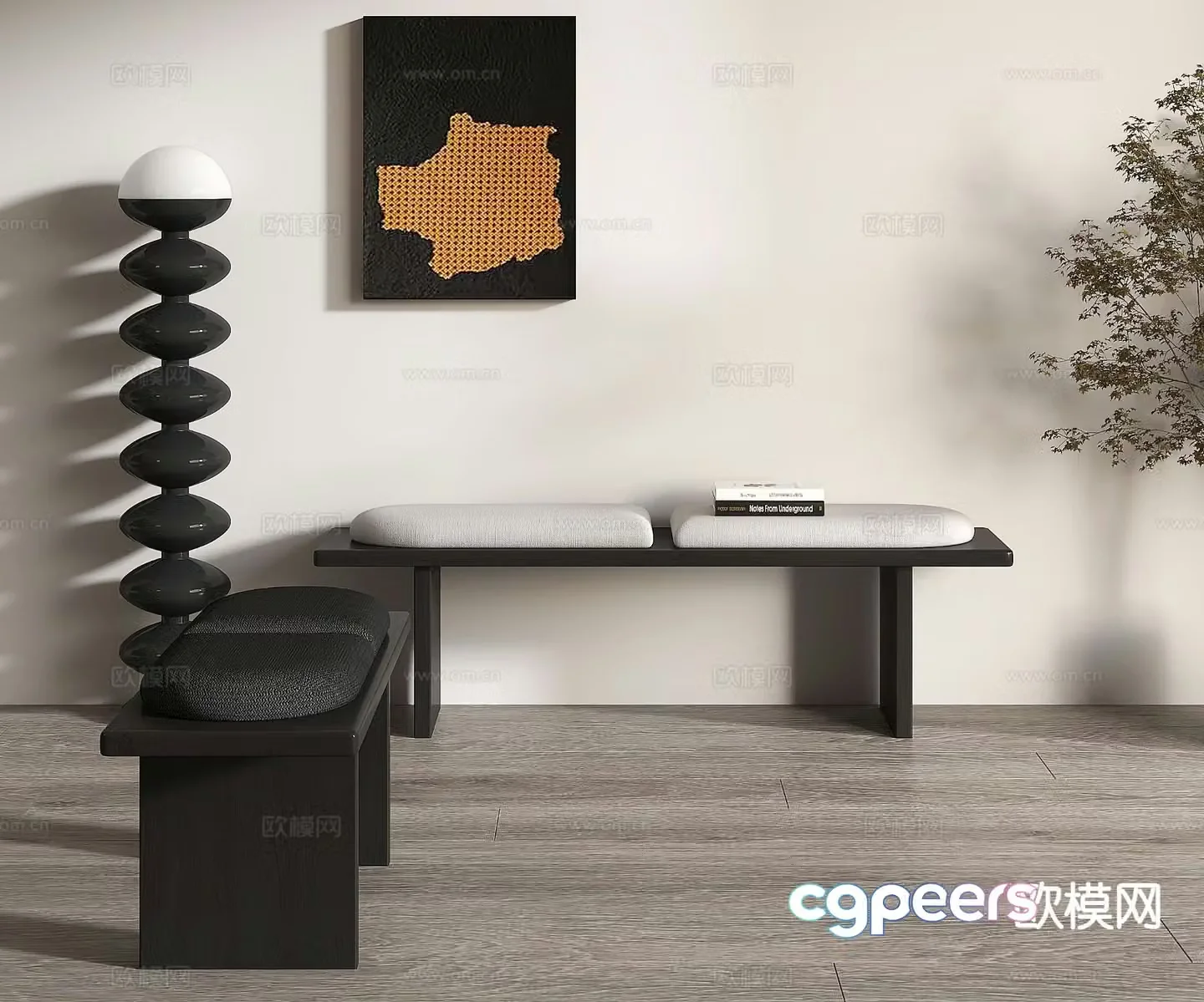 modern stool bench sofa stool 3d model