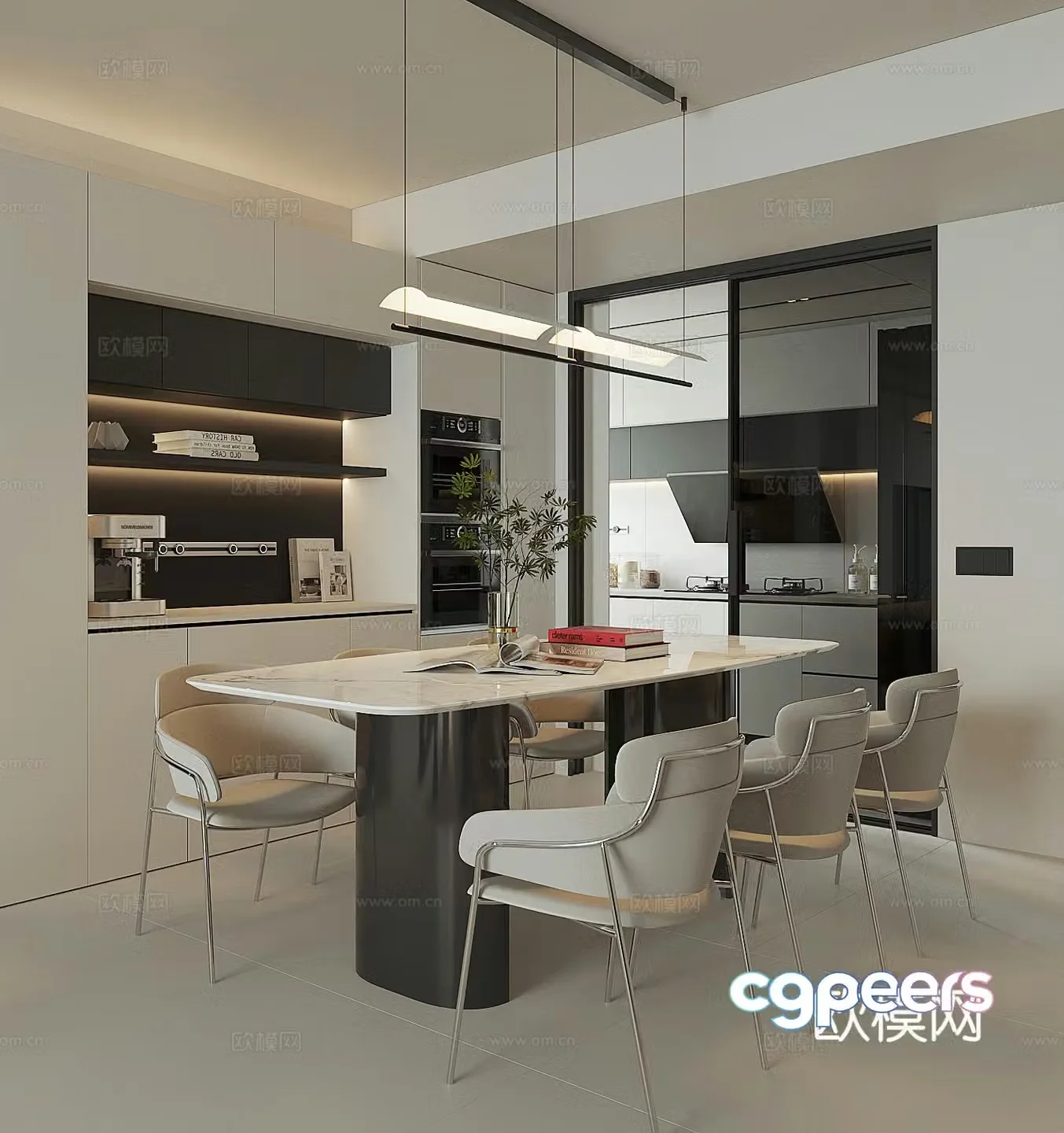 Modern home restaurant 3d model