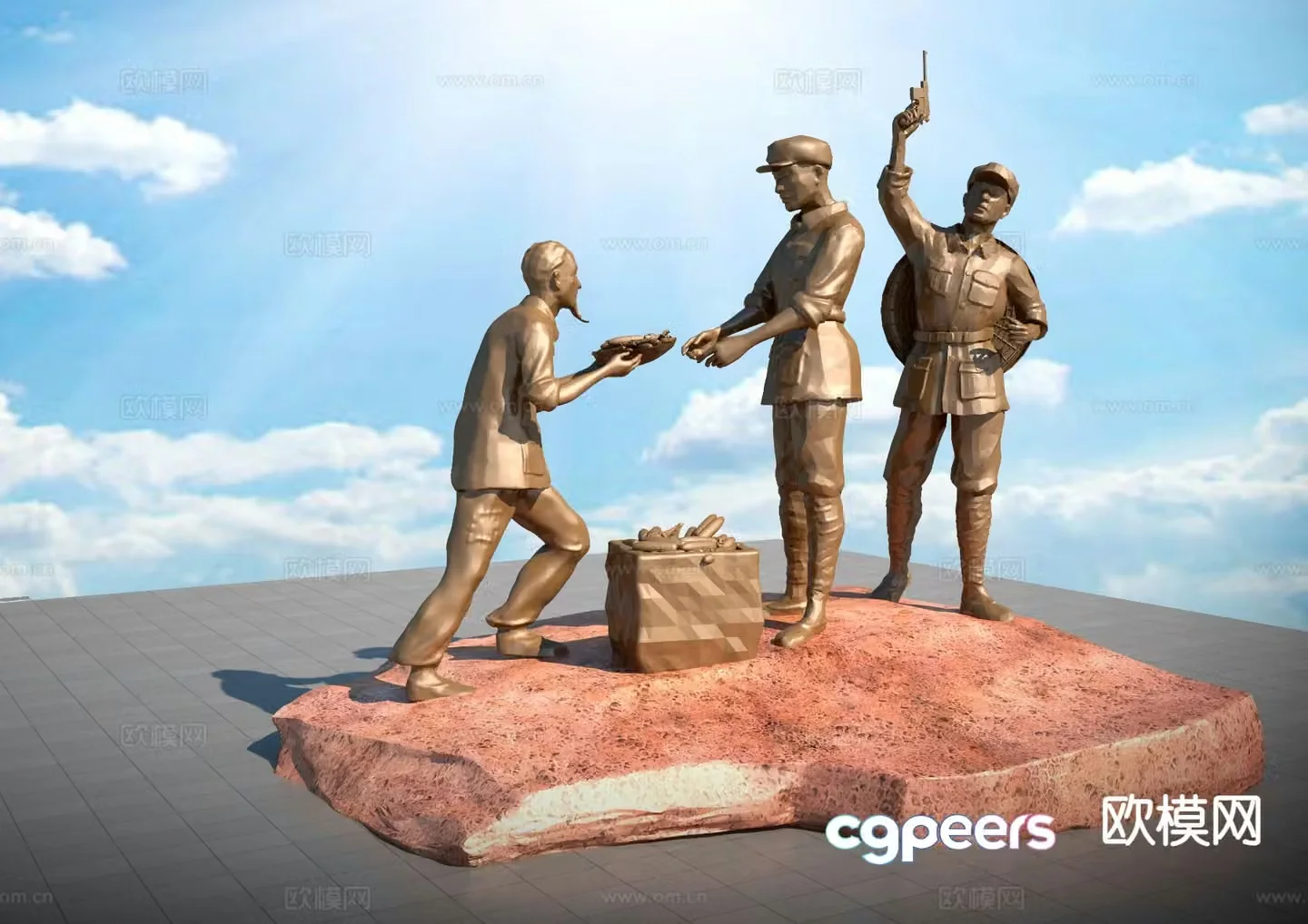 Red Army Sculpture Urban Sculpture 3D Model