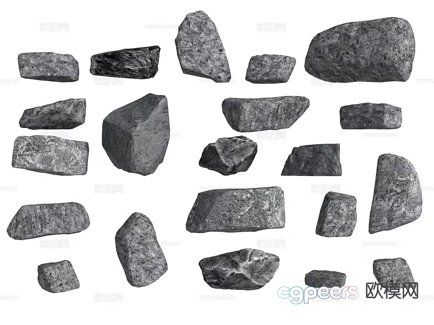 stone landscape stone flake stone strip stone 3d model