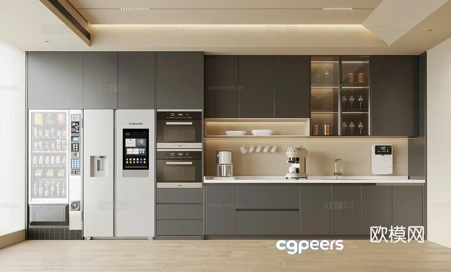Modern tea room coffee machine direct drinker refrigerator 3d model