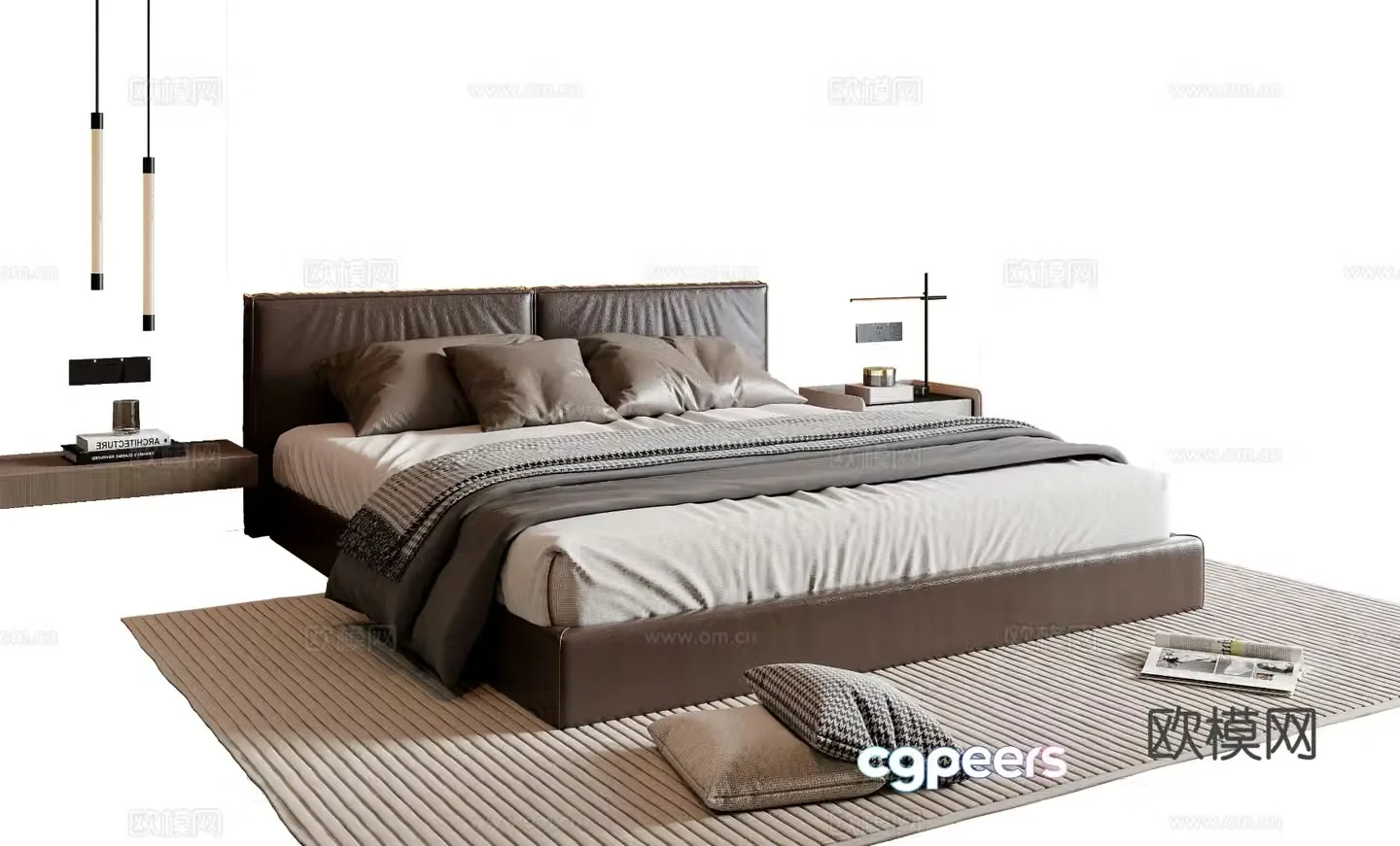 Italian double bed 3d model