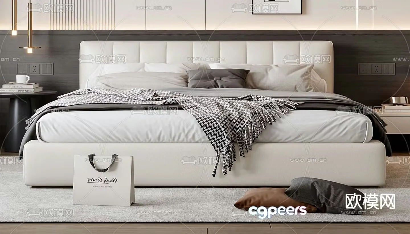 Italian double bed 3d model