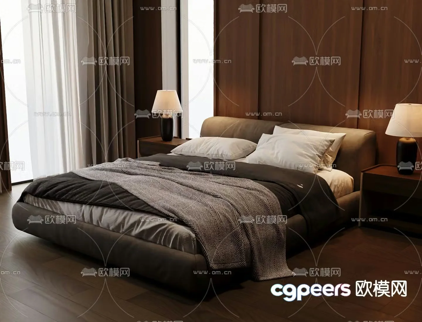 Italian double bed 3d model