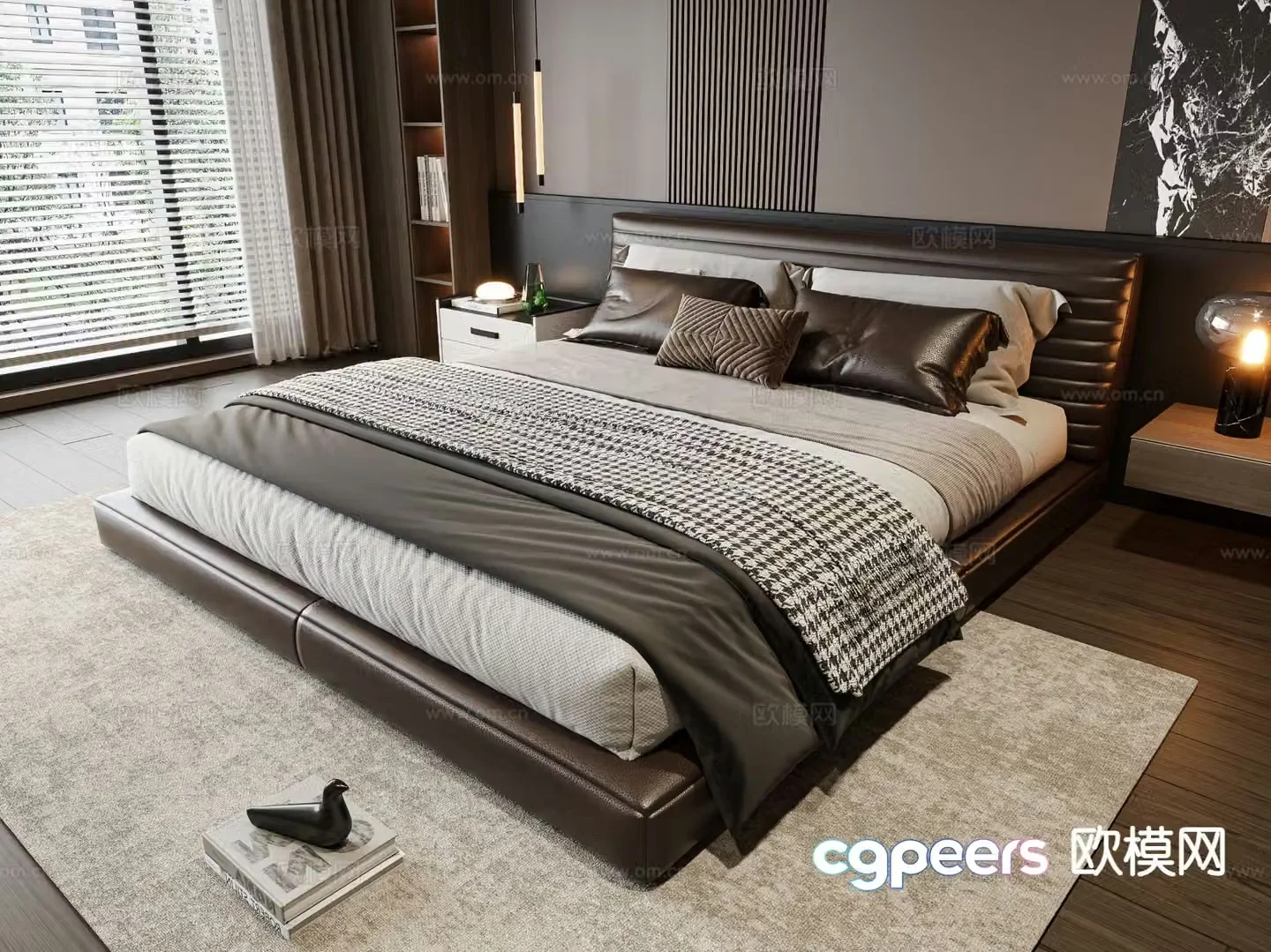 Modern double bed 3d model
