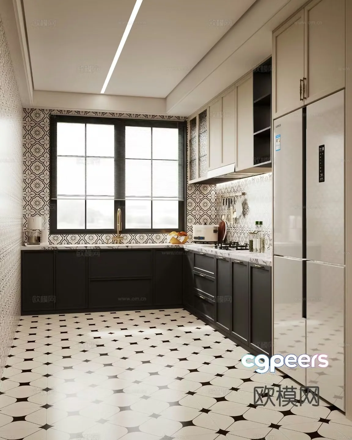 Medieval style kitchen cabinet 3d model