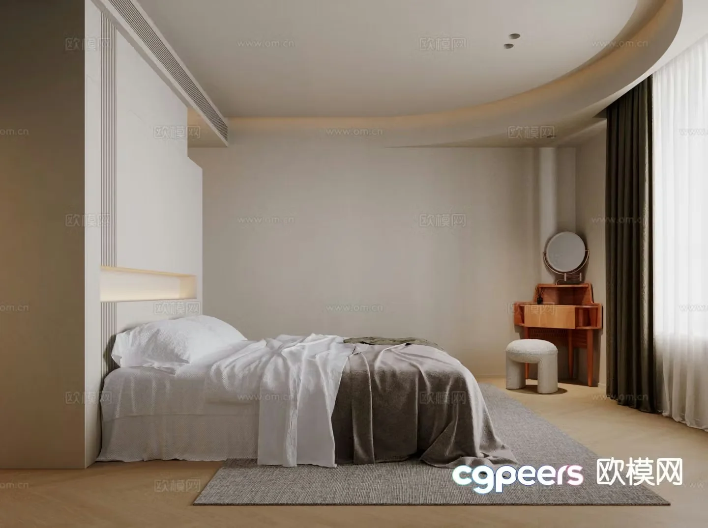 Modern minimalist bedroom master bedroom 3d model