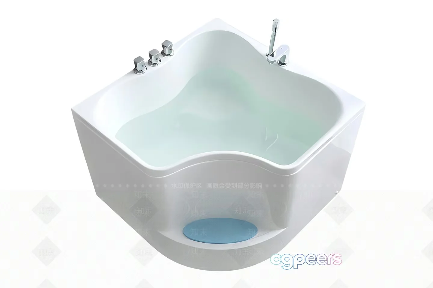 A White Bathtub With Silver Fixtures 3D Model – 1629 – VRAY Render