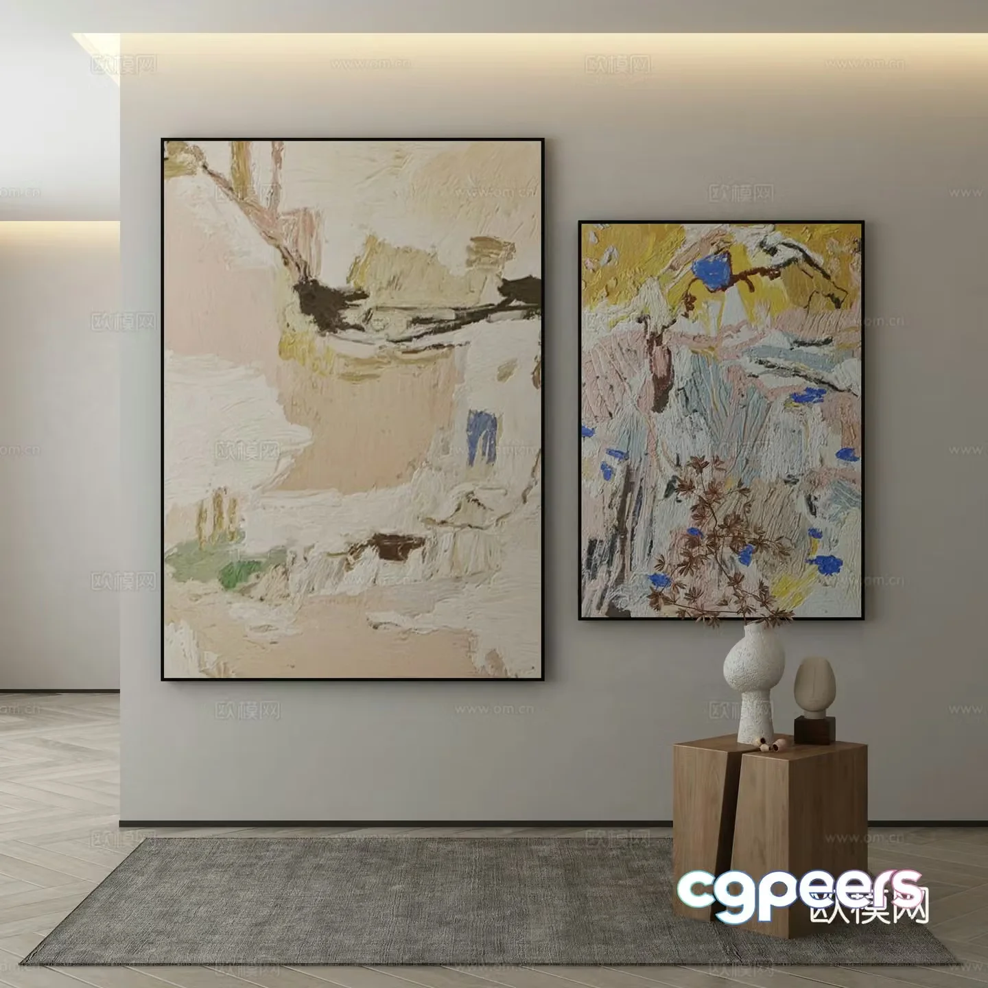 Modern texture painting decorative painting 3d model