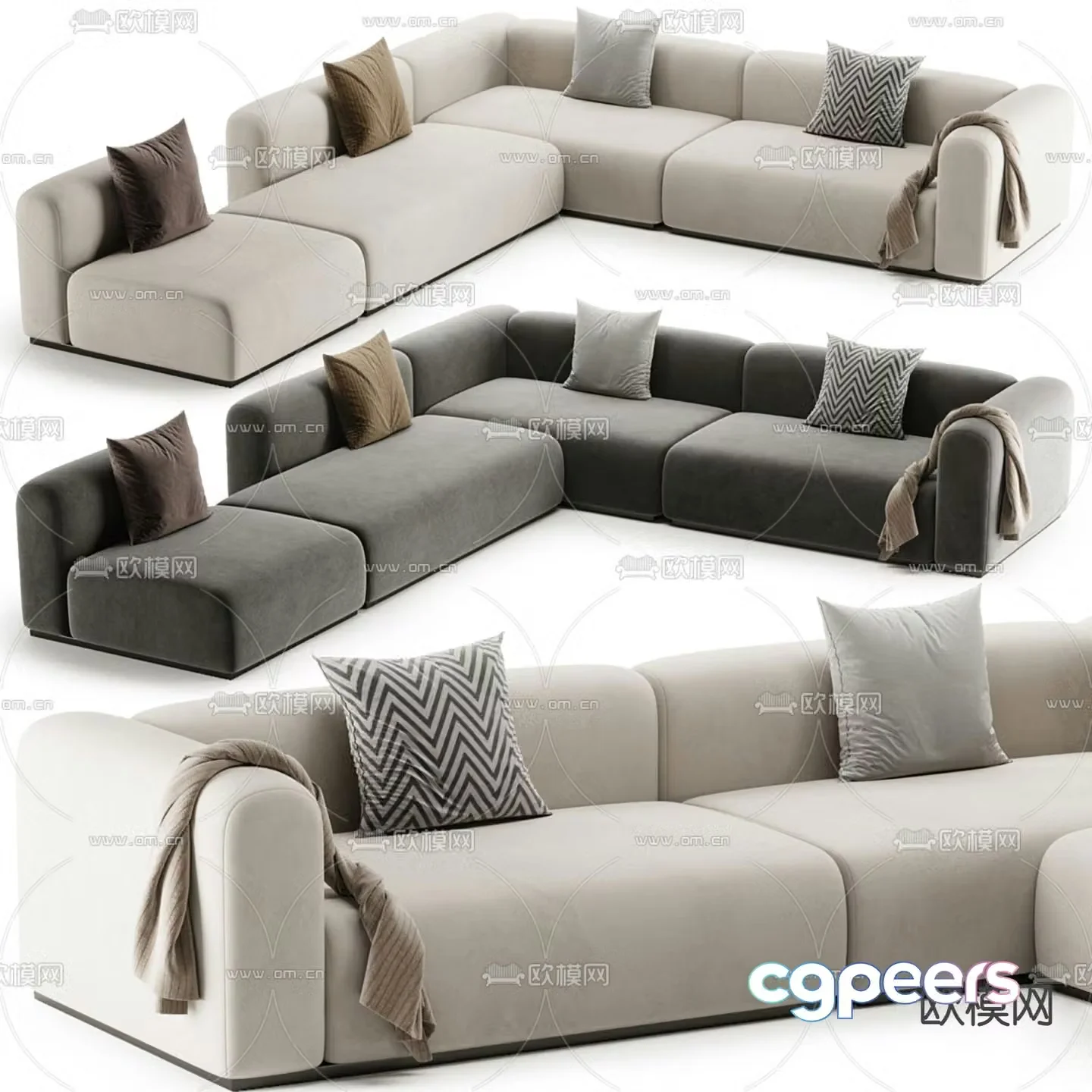 Multi-person sofa corner sofa 3d model