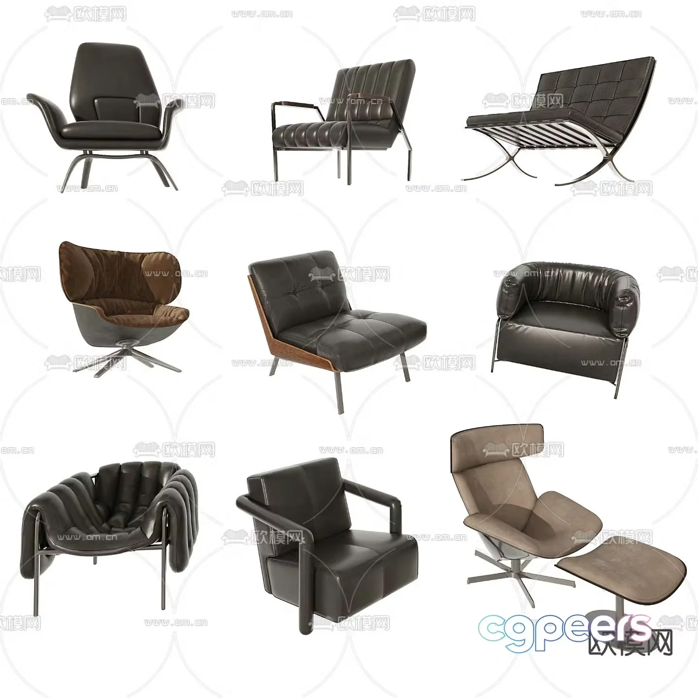 Leather chair lounge chair 3d model