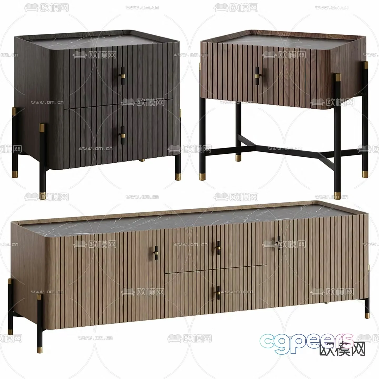 Simple bedside table TV cabinet 3d model