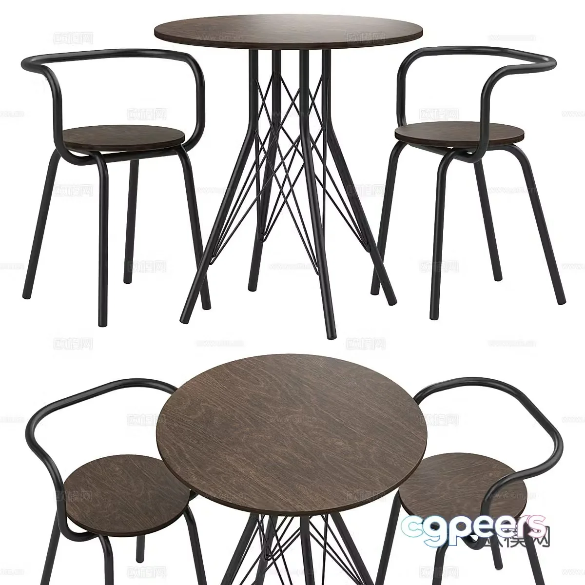 Modern casual table and chair 3d model