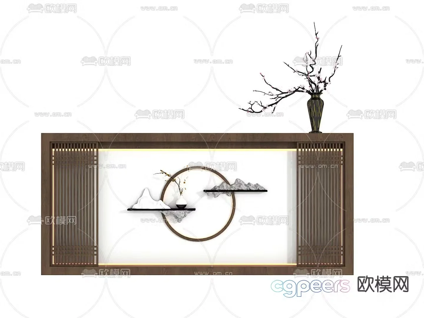 New Chinese style front desk reception desk 3d model