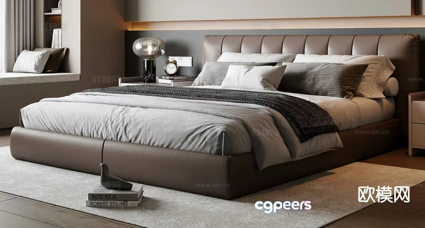 Italian double bed 3d model