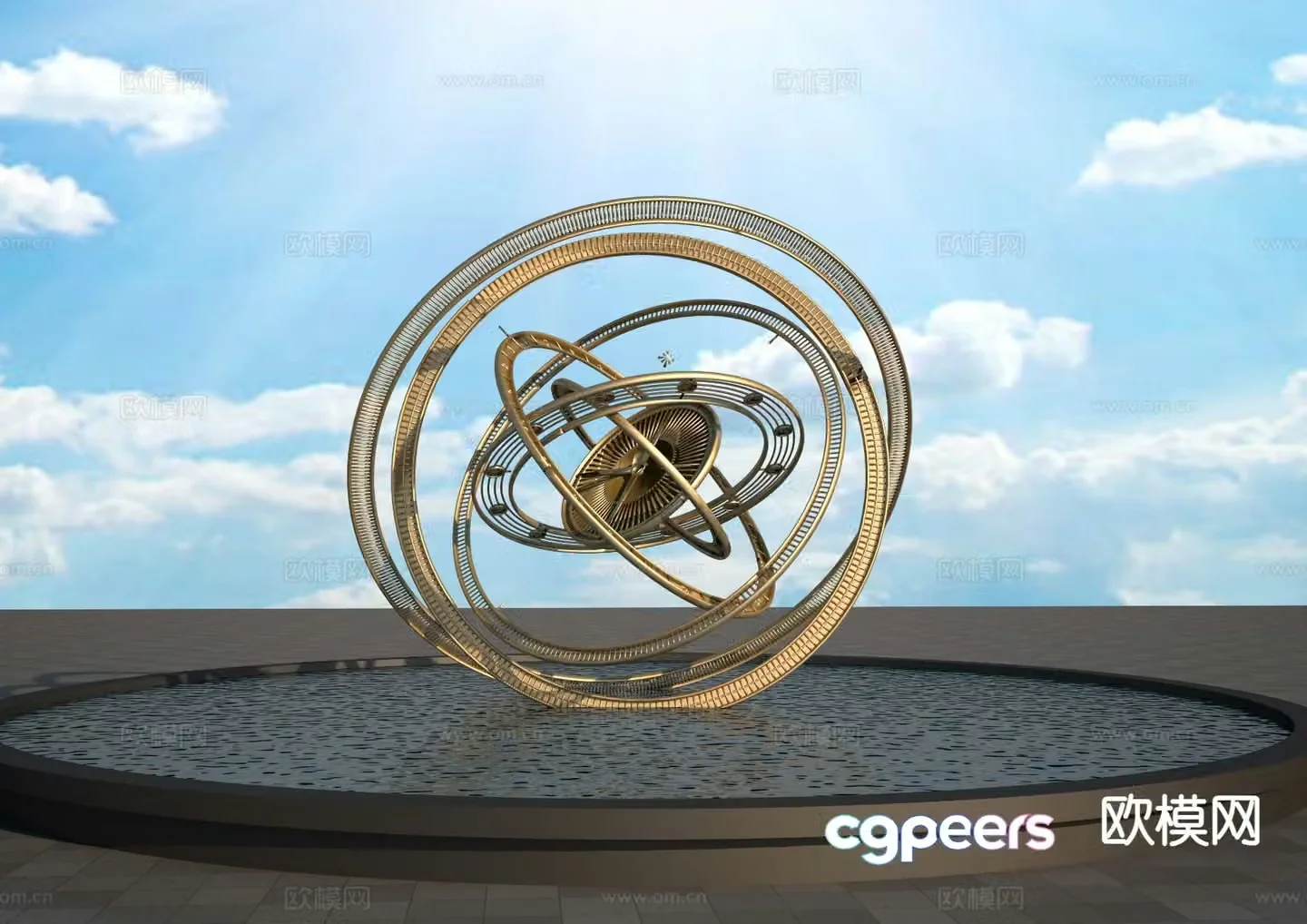 Astronomical Instrument Sculpture Landscape Sculpture 3D Model