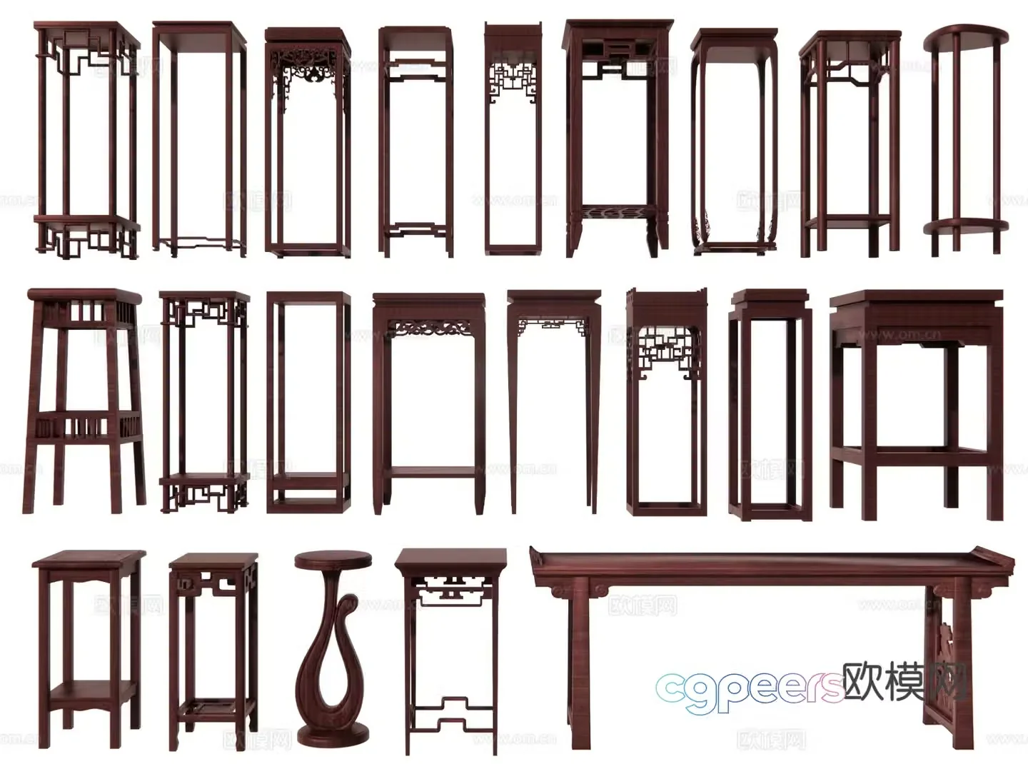 New Chinese style flower table flower stand corner table side table 3D model