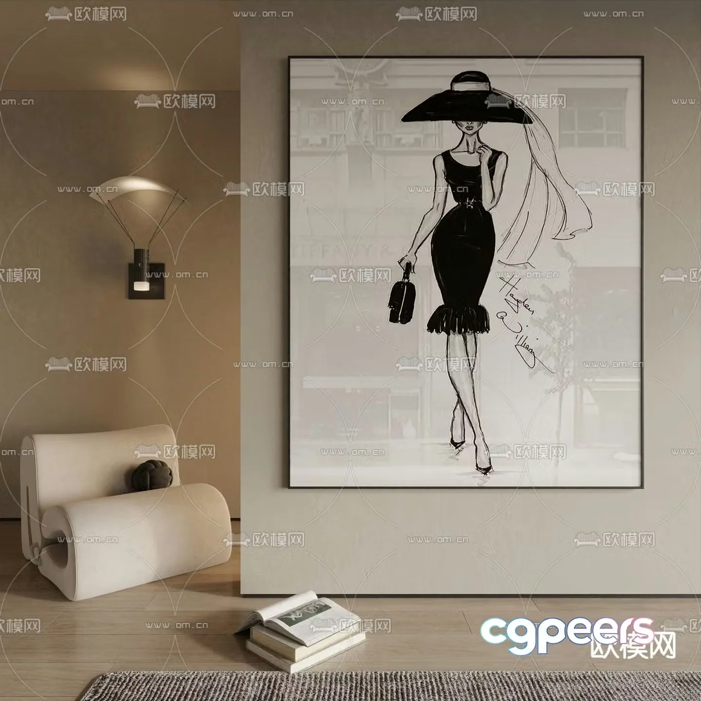 Figure painting Art painting Decorative painting 3d model