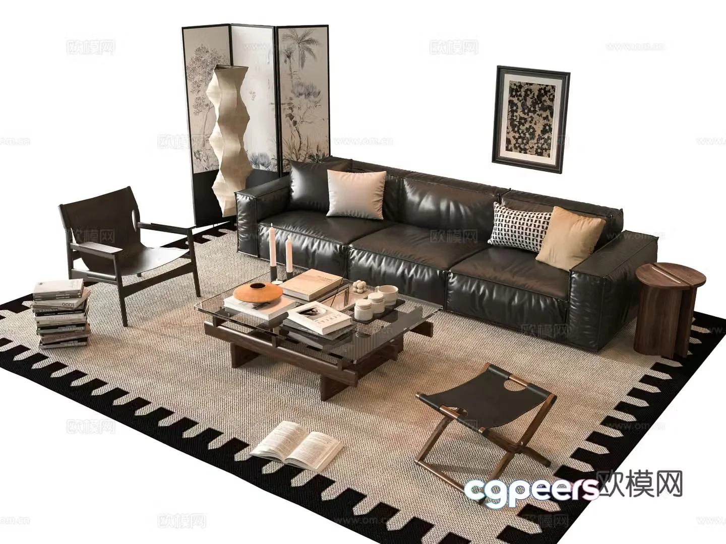 French sofa combination 3D model