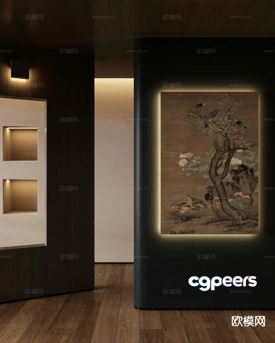 New Chinese style flower and bird painting decorative painting 3D model