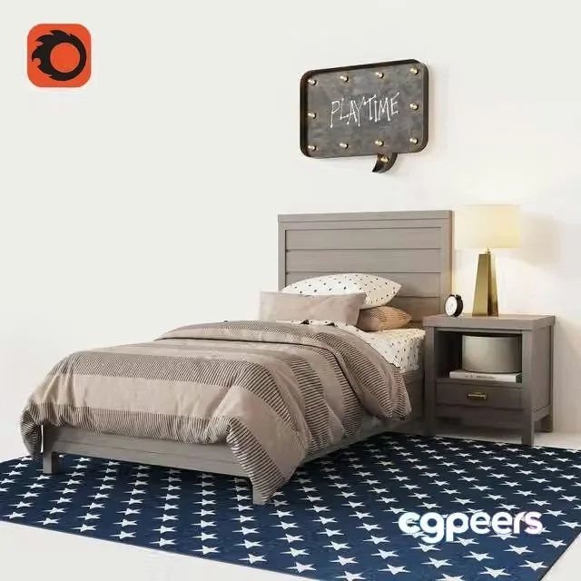 3ds Max Free – ASHBY UPHOLSTERED PLATFORM BED