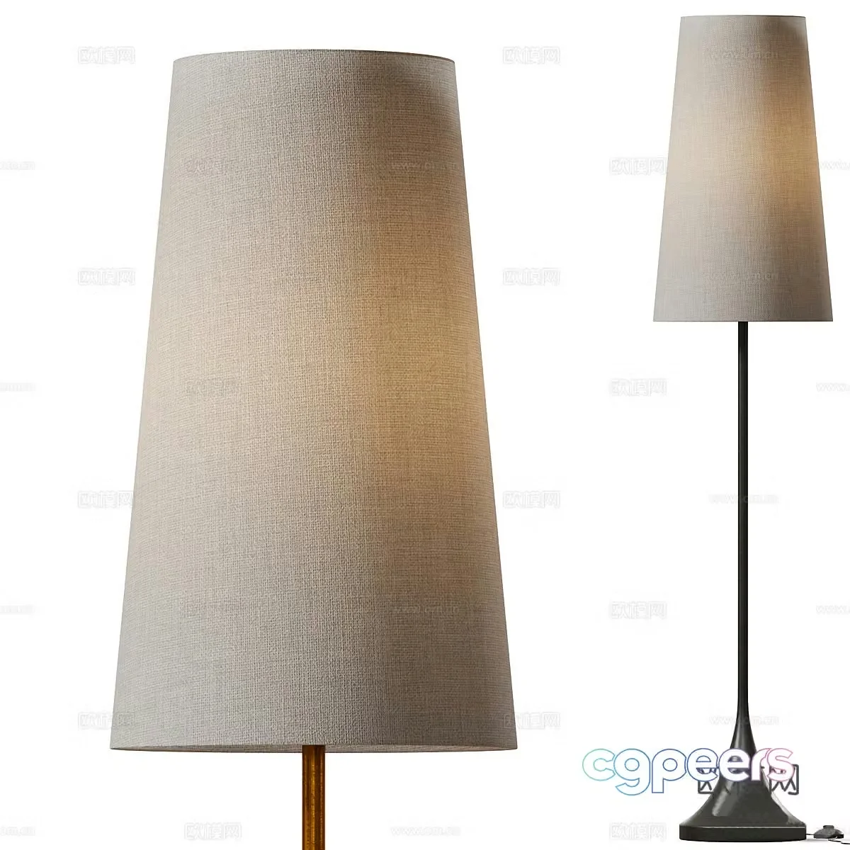 New Chinese style Seguin brushed black metal floor lamp 3D model
