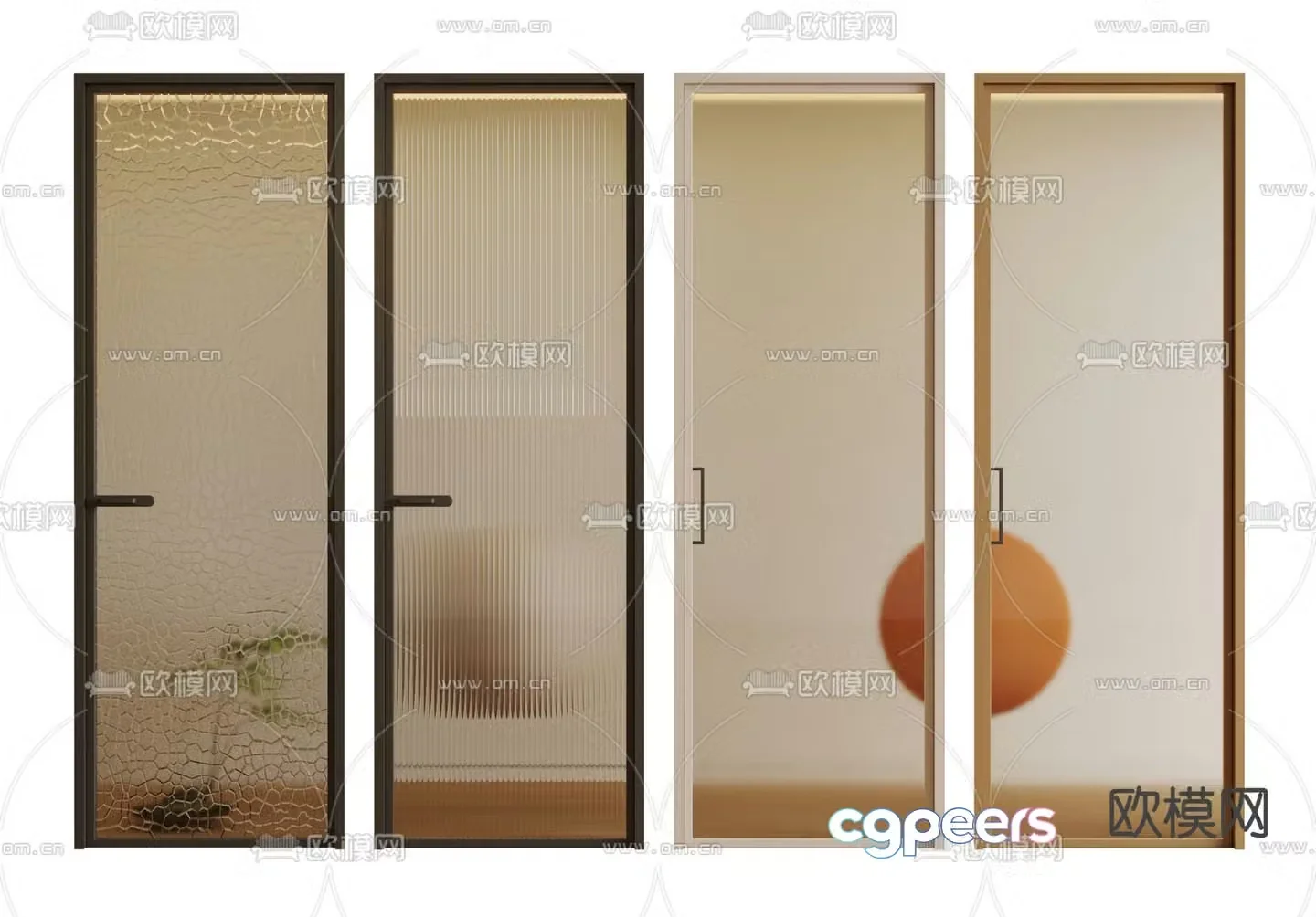 Single-open door Changhong glass door Bathroom door Sliding door 3D model