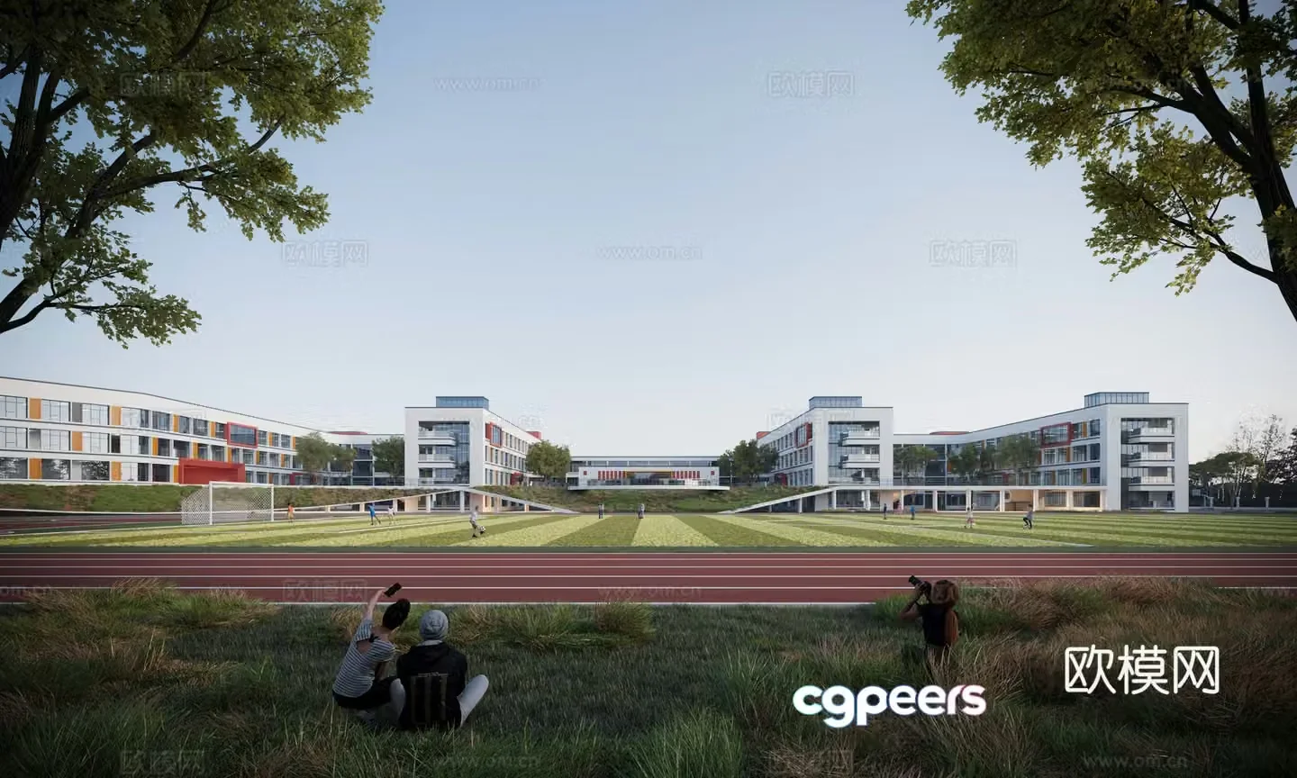 Modern school 3d model