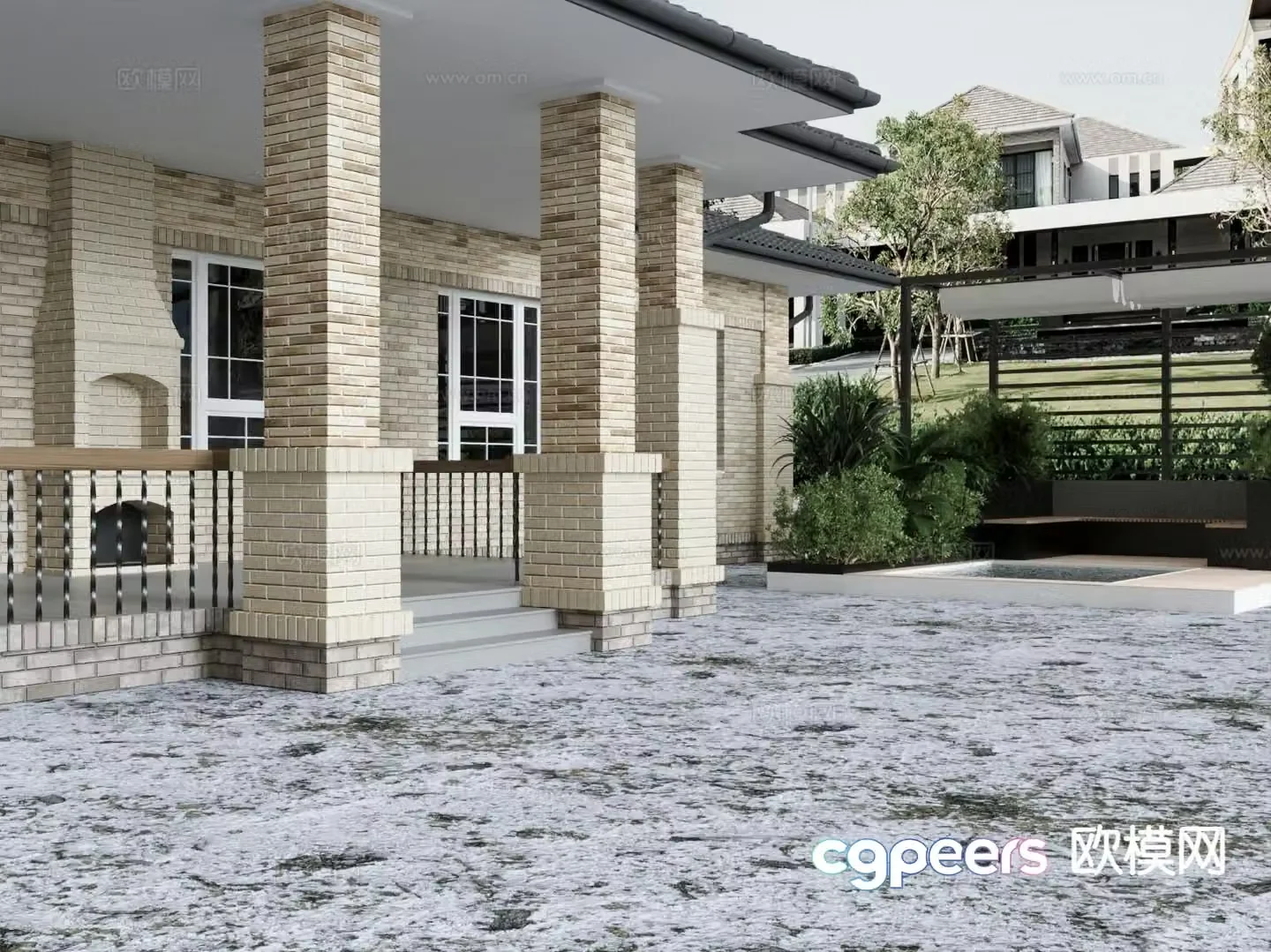 Modern courtyard landscape villa courtyard 3d model