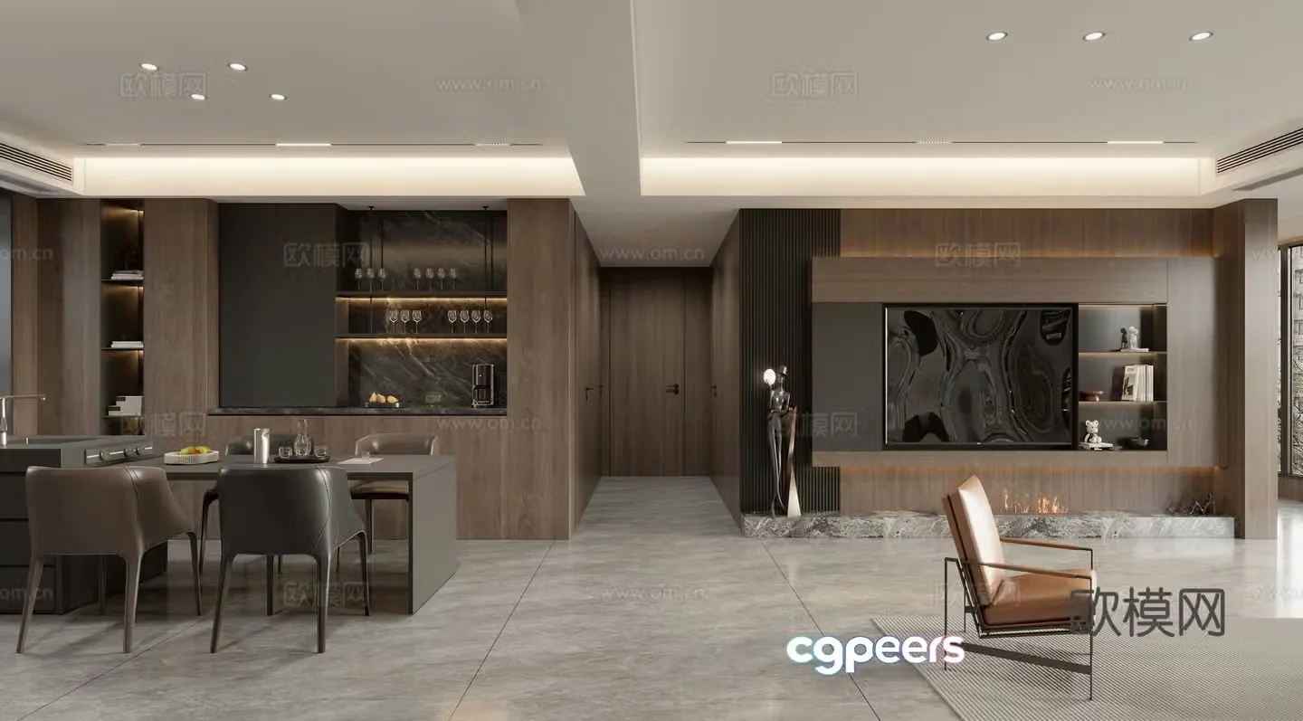 Modern Italian dining room 3d model