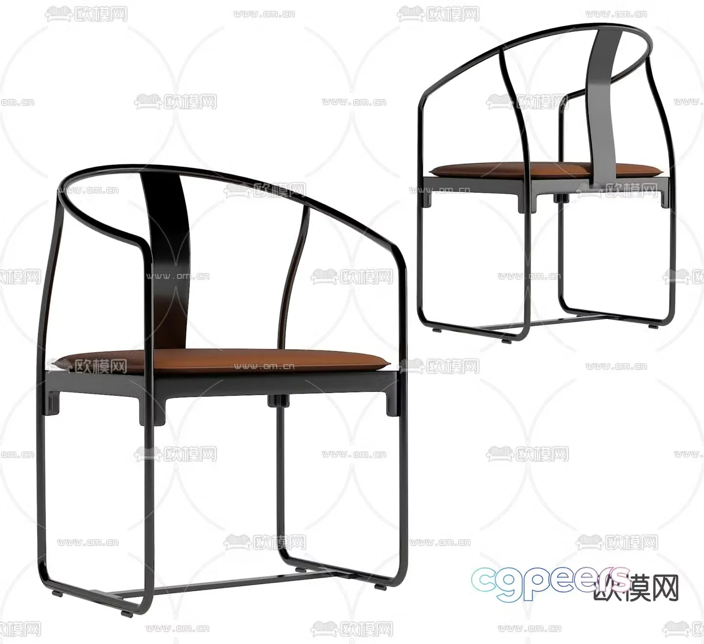 New Chinese style armchair single chair chair 3d model