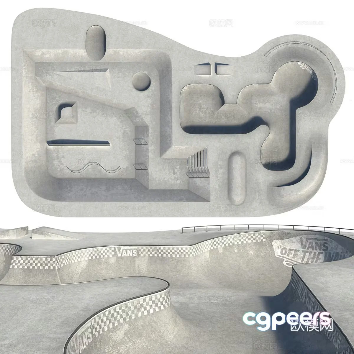 Modern Park Skateboard Outdoor Park Skateboard 3d Model
